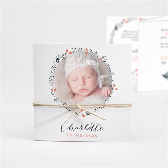 Geburtskarte Blumenkranz Rosa ref.N83112