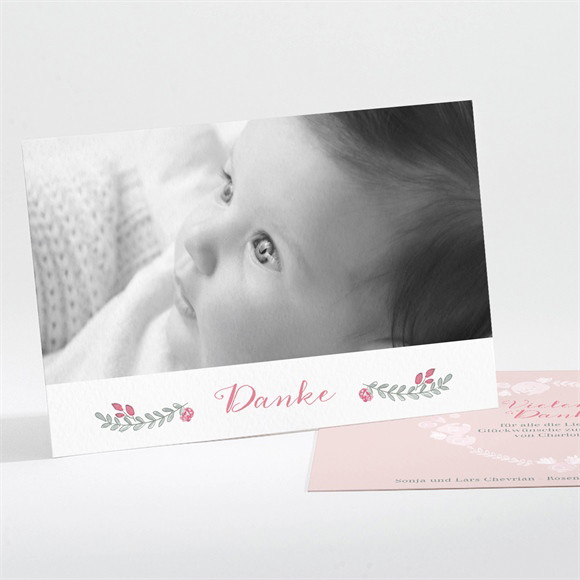 Dankeskarte Geburt Mohnblumen Kranz ref.N111212