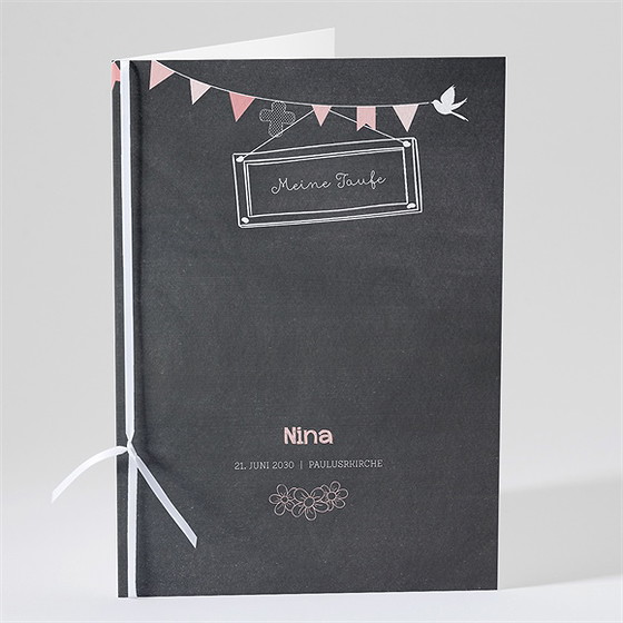Kirchenheft Taufe Kreidetafel Girly