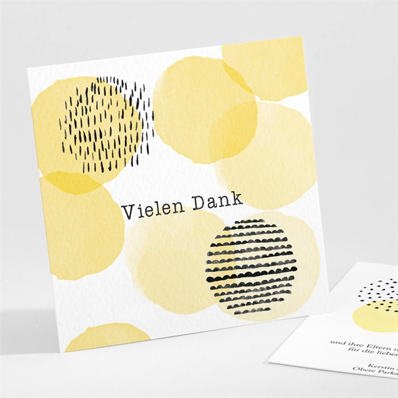 Dankeskarte Geburt Gelbe Tupfen ref.N30150