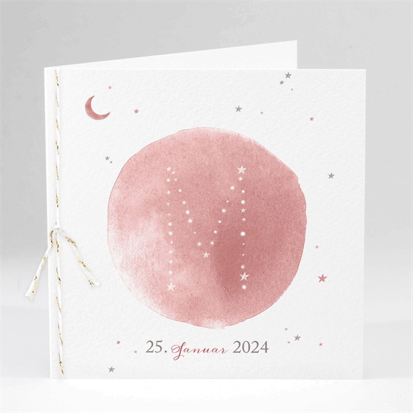 Geburtskarte Sternenhimmel Rosa ref.N45197