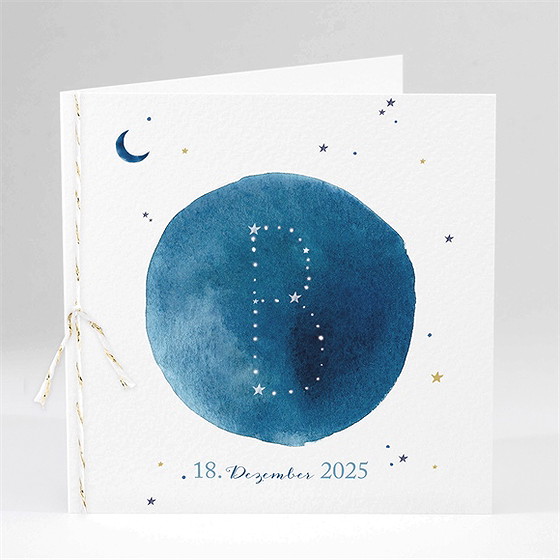 Geburtskarte Sternenhimmel Blau