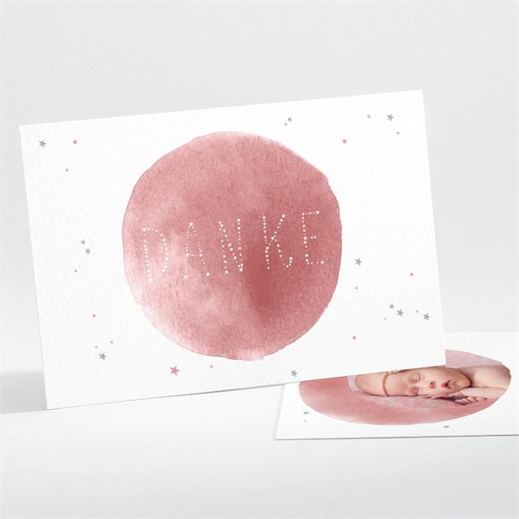 Dankeskarte Geburt Sternenhimmel Rosa ref.N111215