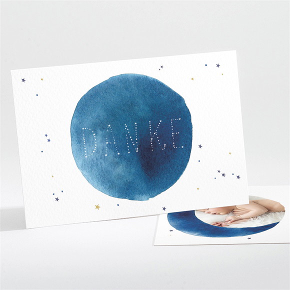 Dankeskarte Geburt Sternenhimmel Blau ref.N111216