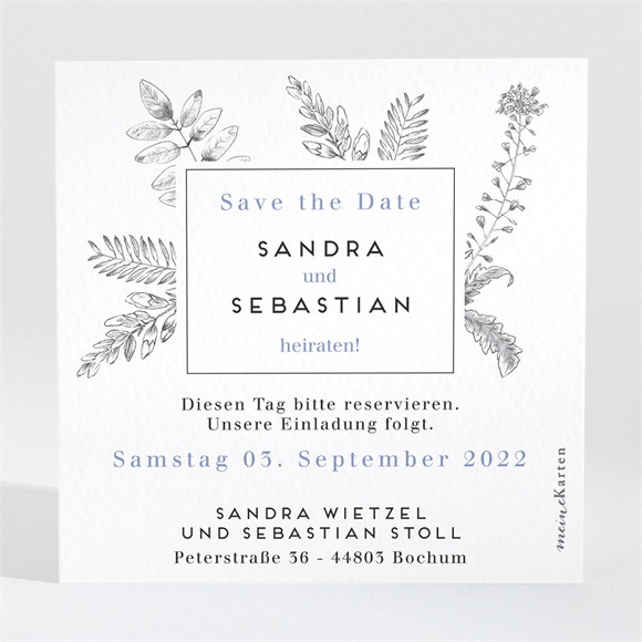 Save the Date Karte Herbarium - Quadrat ref.N3001445
