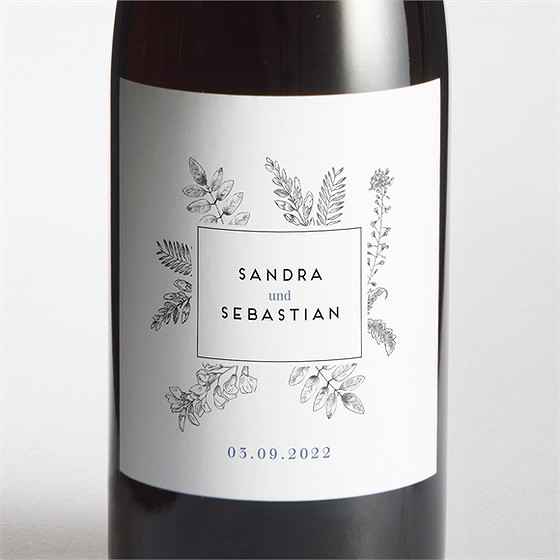 Flaschenetikett Hochzeit Herbarium