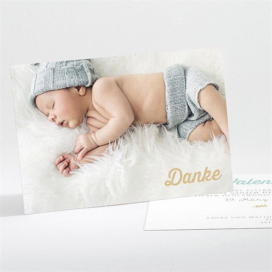 Dankeskarte Geburt Blumen Initial