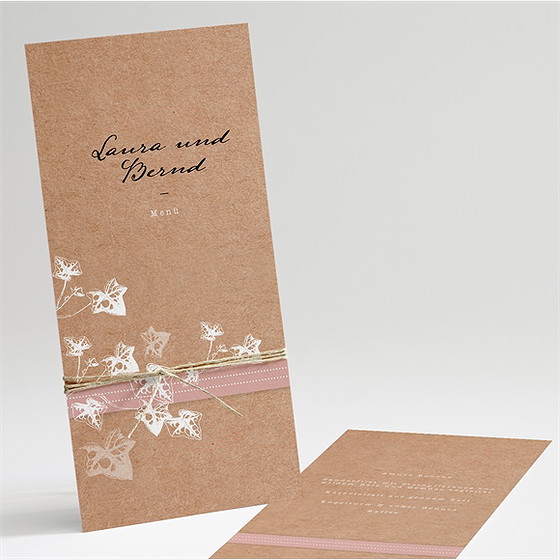 Menükarte Hochzeit Mit Efeu Gebunden