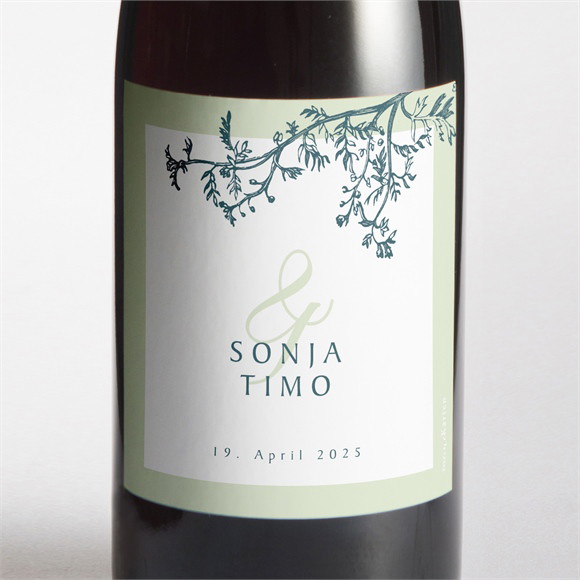 Flaschenetikett Hochzeit Greenery ref.N3001453