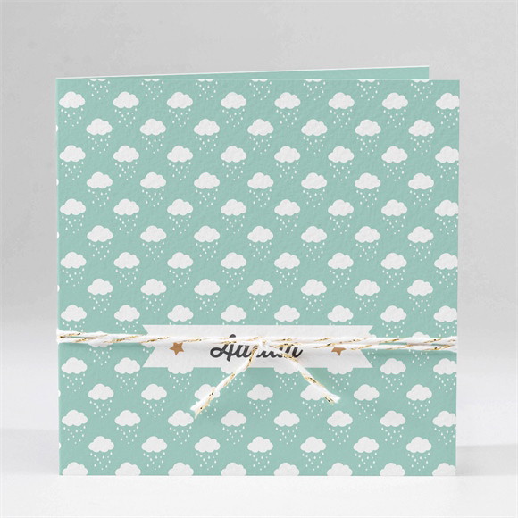 Geburtskarte Schneewolken Grün ref.N451115