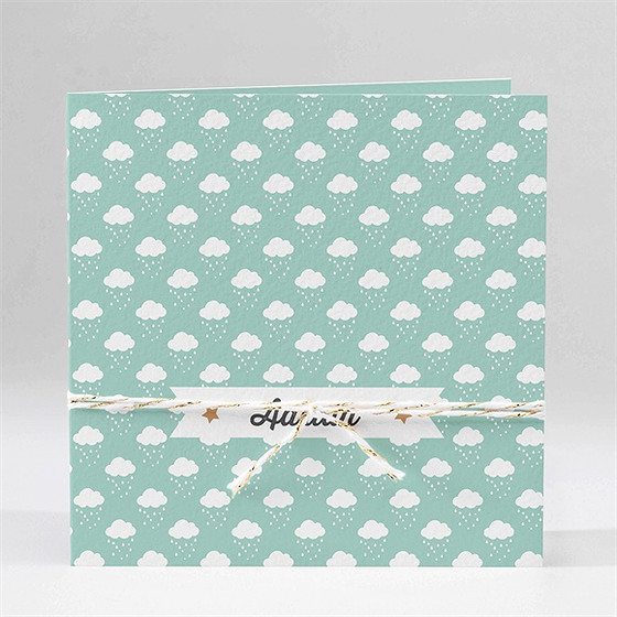 Geburtskarte Schneewolken Grün
