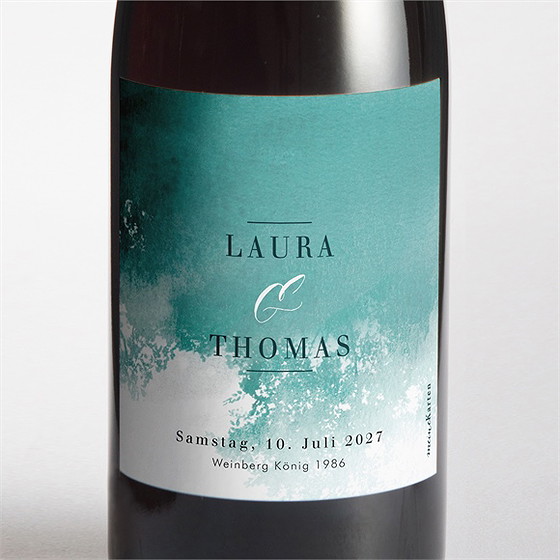 Flaschenetikett Hochzeit Wald Aquarell