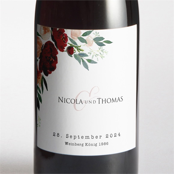 Flaschenetikett Hochzeit Mohnblumen ref.N3001474