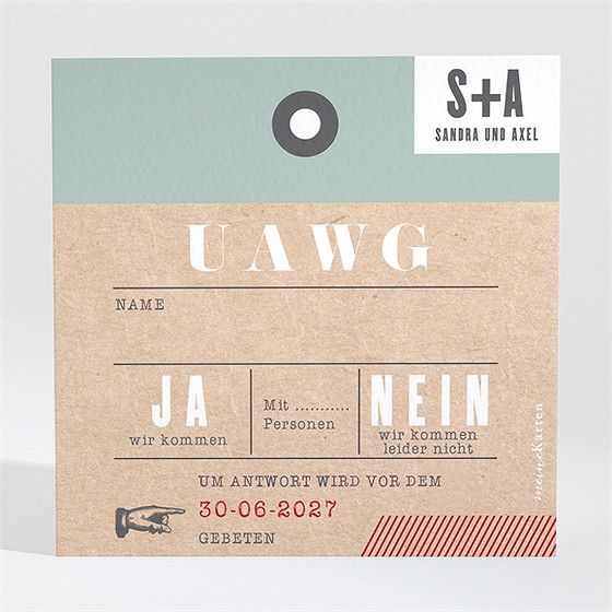 Antwortkarte Hochzeit flugticket