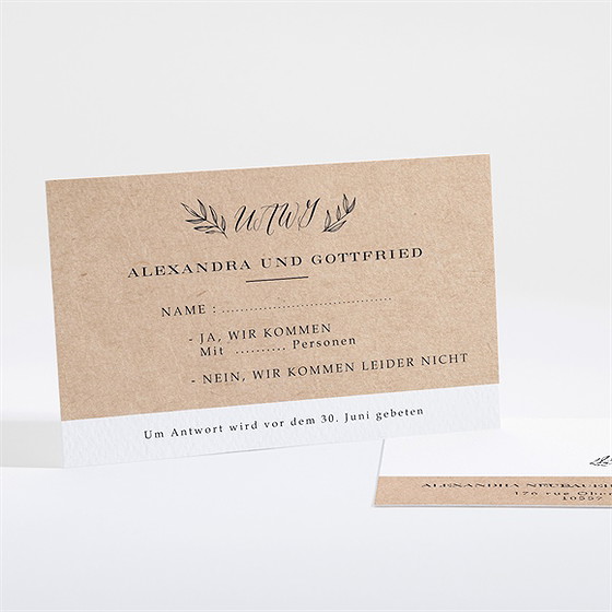 Antwortkarte Hochzeit Schick Mit Schleife