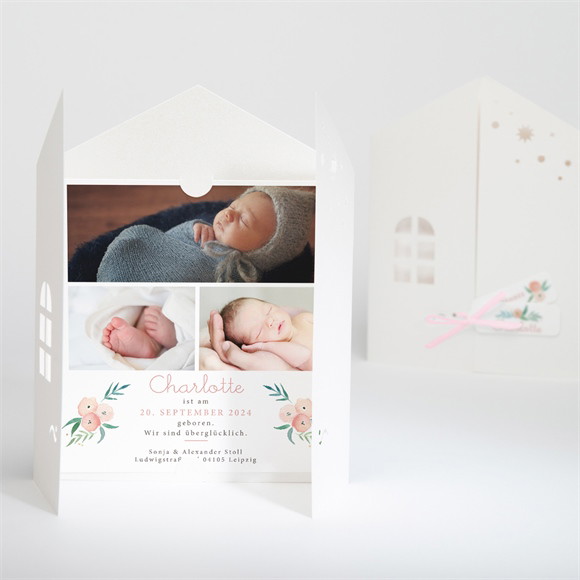 Geburtskarte Glückshäuschen ref.N91047