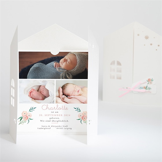 Geburtskarte Glückshäuschen