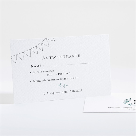 Antwortkarte Hochzeit Blätterkranz mit Farbenspiel ref.N16106