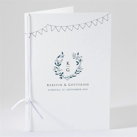 Kirchenheft Hochzeit Blätterkranz mit Farbenspiel ref.N49180