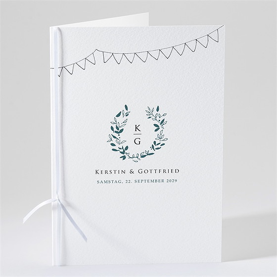 Kirchenheft Hochzeit blätterkranz mit farbenspiel