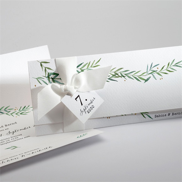 Hochzeitseinladung Zarte Blätterranke ref.N94117