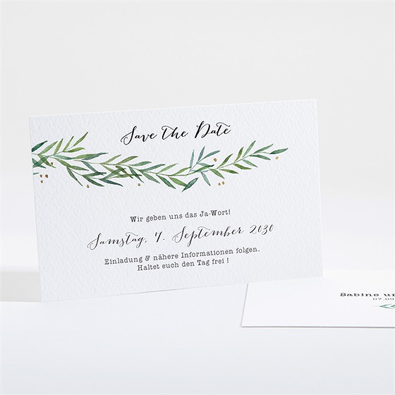 Save The Date Karte Zarte Blätterranke