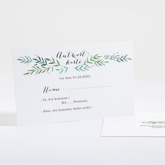 Antwortkarte Hochzeit Zarte Blätterranke ref.N16134