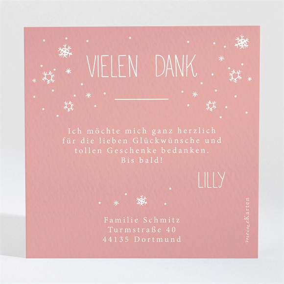 Dankeskarte Geburt Schneeflocken ref.N3001501