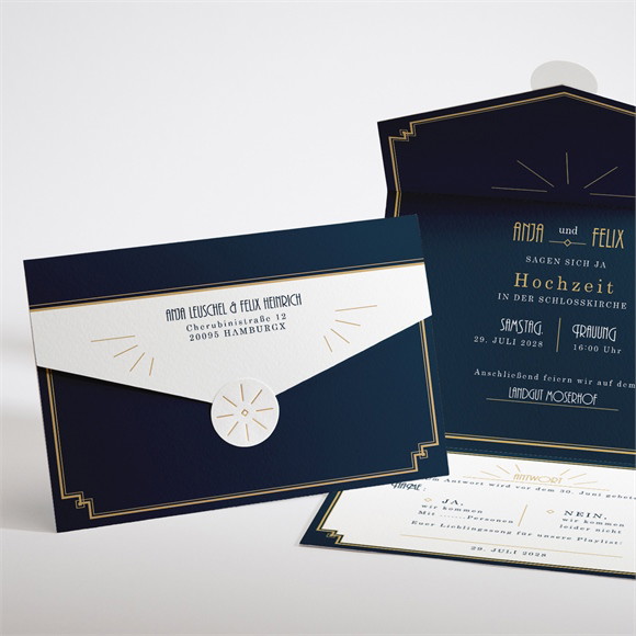 Hochzeitseinladung Art déco ref.N97102