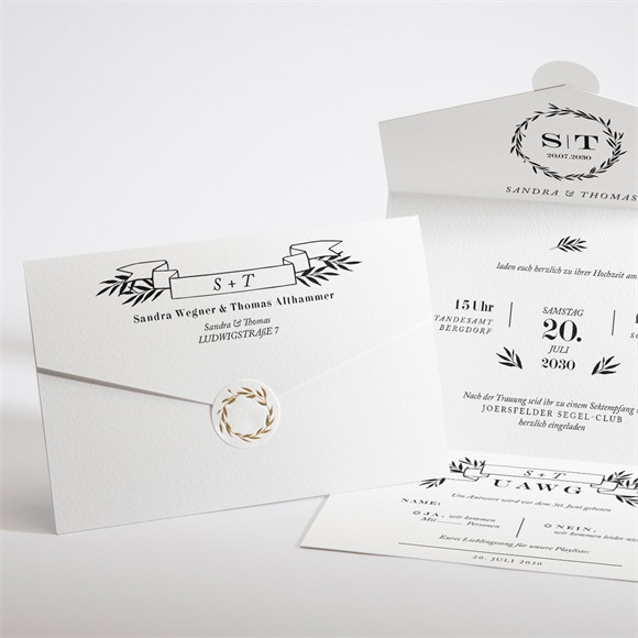 Hochzeitseinladung Retro Chic ref.N97104