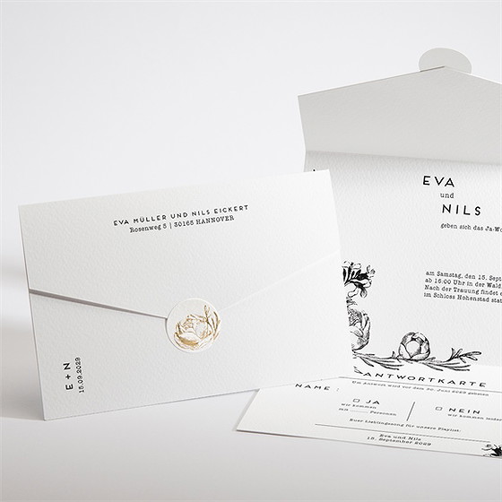 Hochzeitseinladung Kamelie