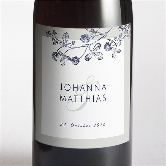 Flaschenetikett Hochzeit Blühender Zweig