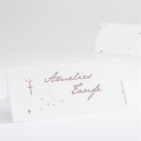 Tischkarte Taufe Rosa Licht