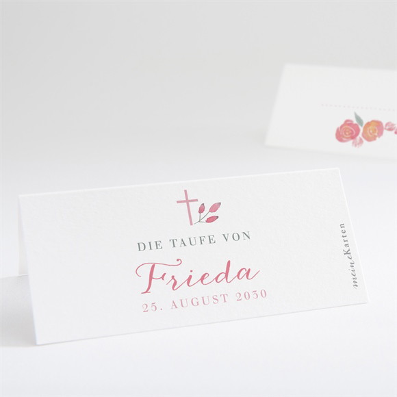 Tischkarte Taufe Rosenkranz ref.N440691