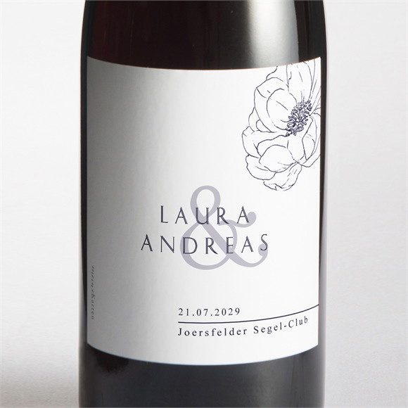 Flaschenetikett Hochzeit Pfingstrose ref.N3001513