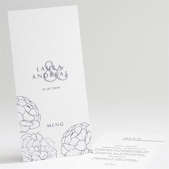 Menükarte Hochzeit Pfingstrose ref.N22170