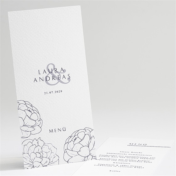 Menükarte Hochzeit Pfingstrose