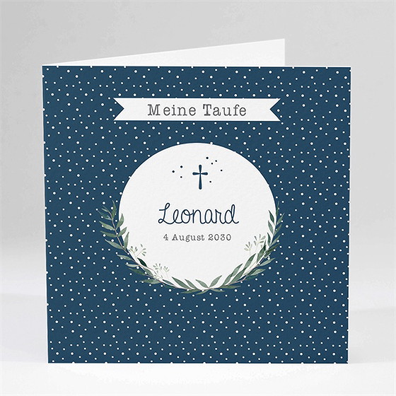 Einladung Taufe Pünktchen Blau