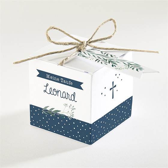 Geschenkbox Taufe pünktchen blau