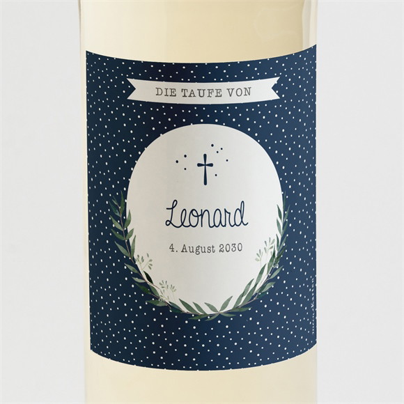 Flaschenetikett Taufe Pünktchen blau ref.N3001514
