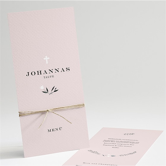Menükarte Taufe Ring Der Natur Rosa