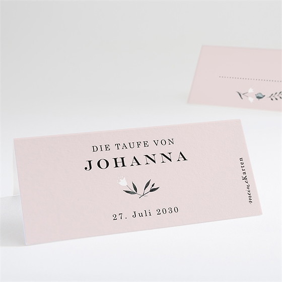 Tischkarte Taufe Ring Der Natur Rosa