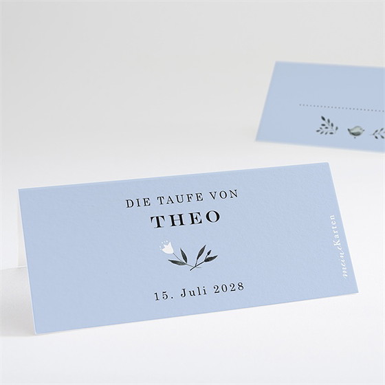 Tischkarte Taufe Ring Der Natur Blau