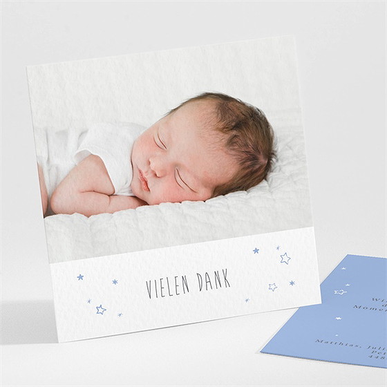 Dankeskarte Taufe Unser Star Blau