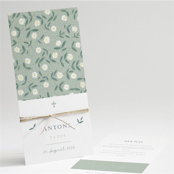 Menükarte Taufe Blätter im Wind ref.N22182