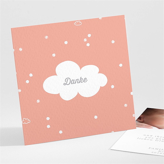 Dankeskarte Geburt Kleine Wolke Rosa