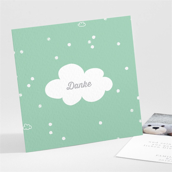Dankeskarte Geburt Kleine Wolke Grün ref.N30188