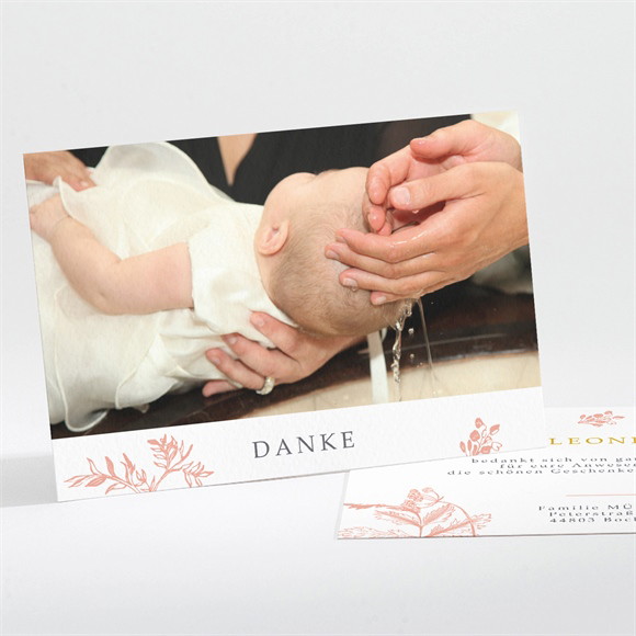 Dankeskarte Taufe Vintage Natur ref.N111238