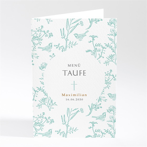 Menükarte Taufe Vintage Vogel