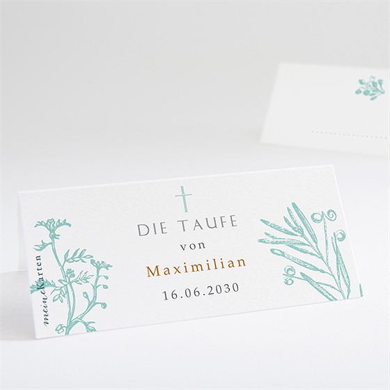 Tischkarte Taufe vintage vogel